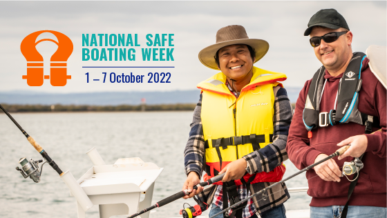 NSBW promotional image with two males fishing wearing lifejackets