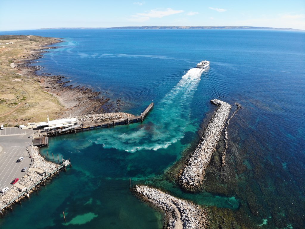 Cape Jervis Boat ramp and Harbor aerial view
