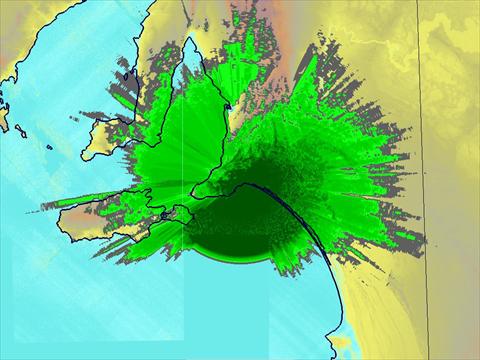 Kerby Hill Channel 83 VHF predicted coverage map
