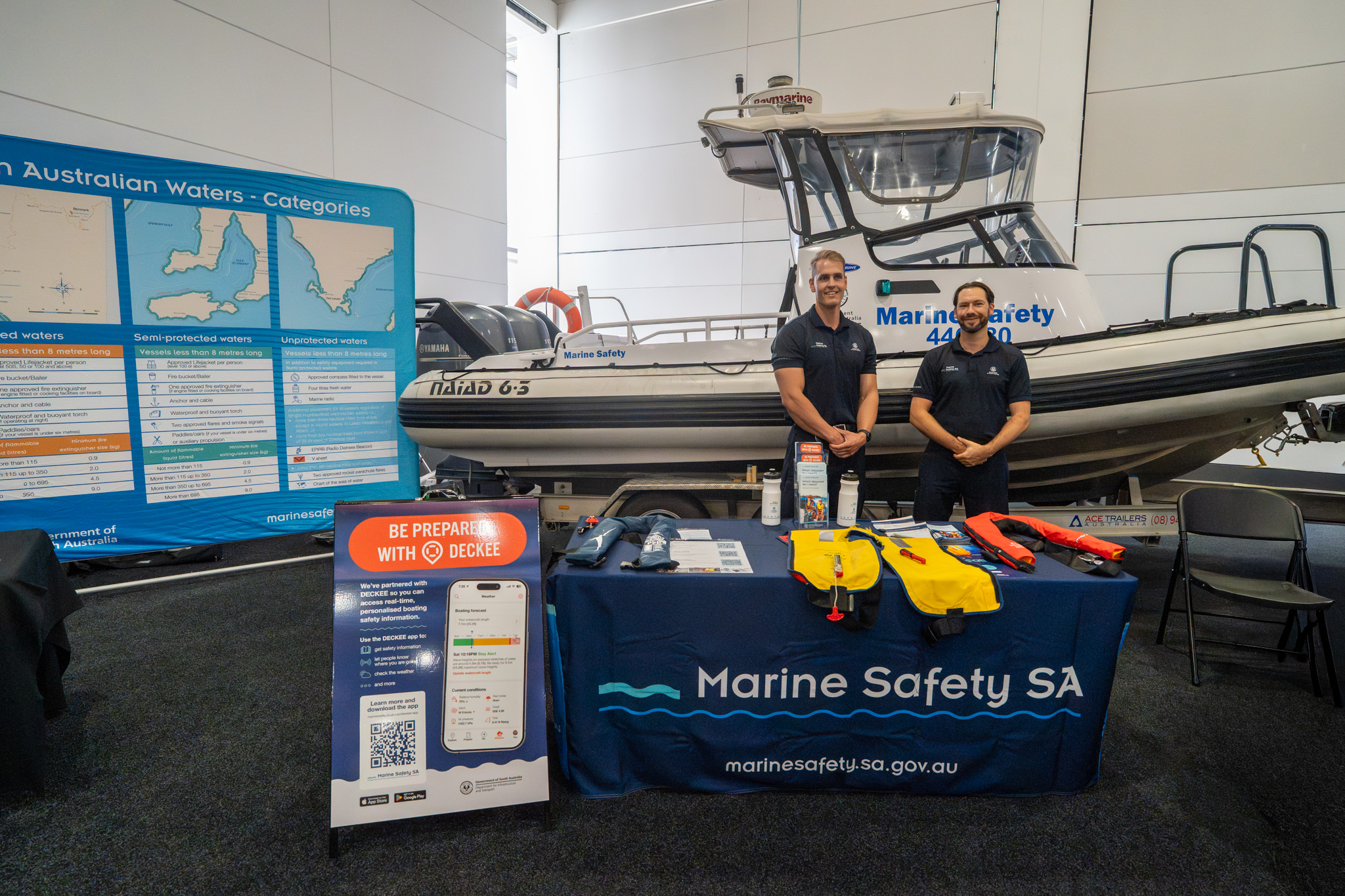 The Adelaide Showground was buzzing on Thursday 19 March as we proudly took part in the Closing the Gap 2026 event. With strong attendance throughout the day, our stall became a hub of curious questions, great conversations and shared learning. Visitors stopped by to see our boat on display and chat about everything from boat licence testing to lifejacket maintenance tips – several attendees even enquired about applying to become a Marine Safety Officer, sparking conversations about careers in marine safety! Our team enjoyed answering questions, offering advice and connecting with people eager to learn more about staying safe on South Australian waters.